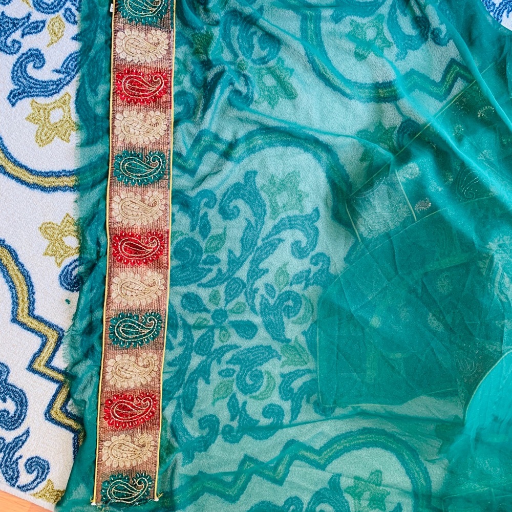 New net chiffon saree blouse Indian pakistani - Picture 4 of 7